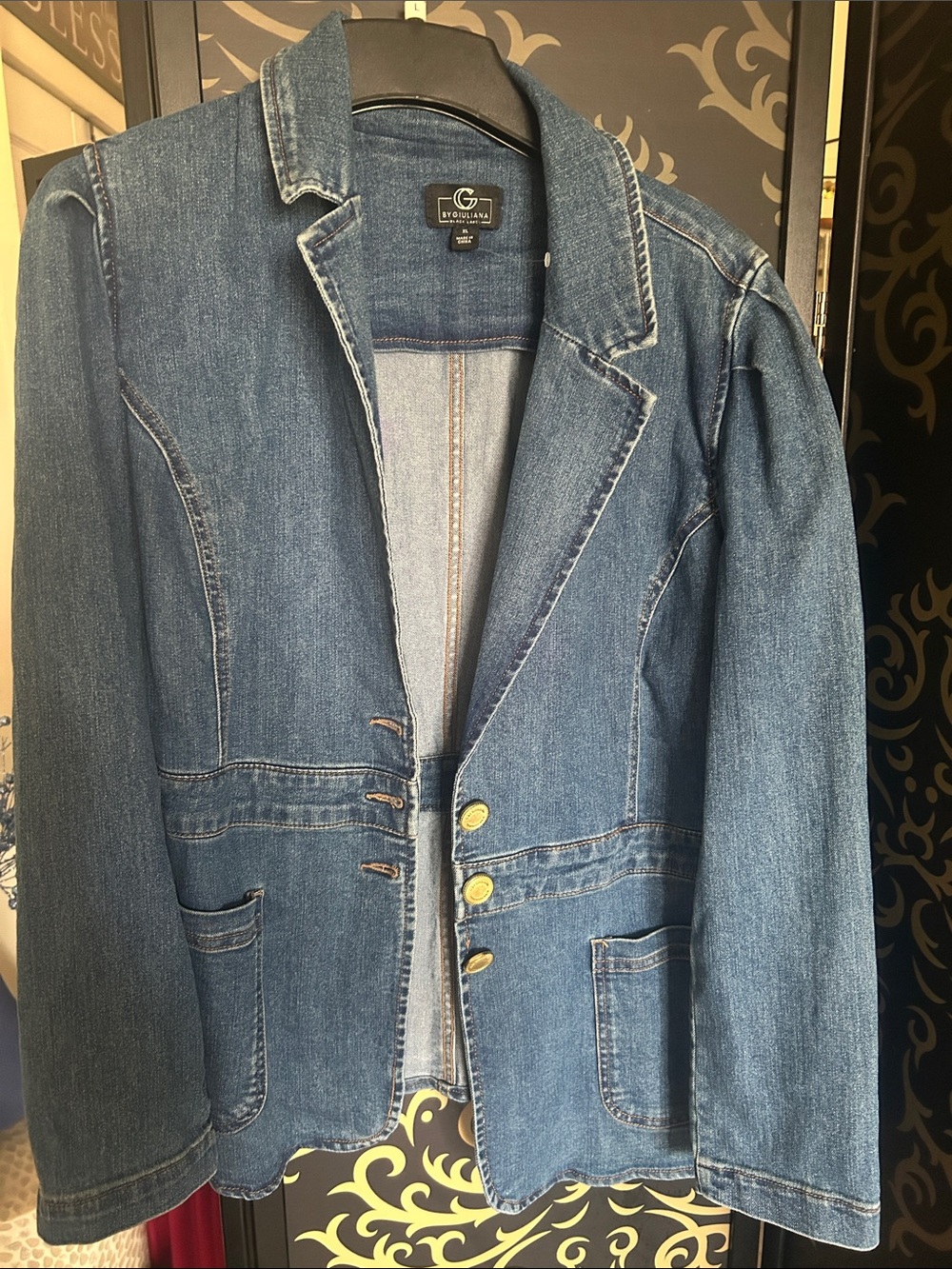 G by Giuliana Medium Blue Denim Blazer Jacket